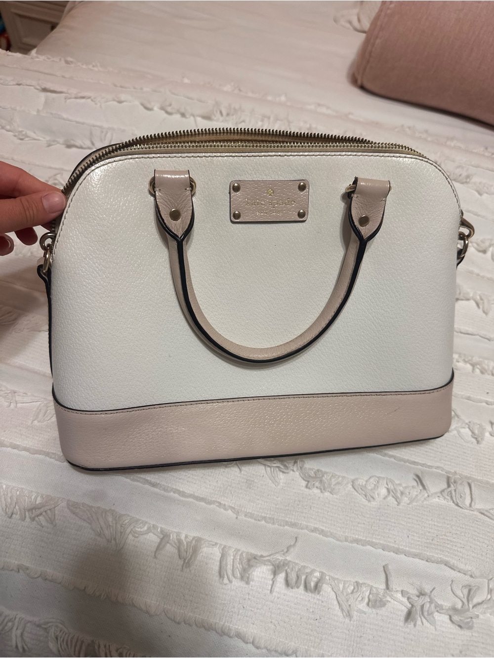 kate spade White and beige Satchel